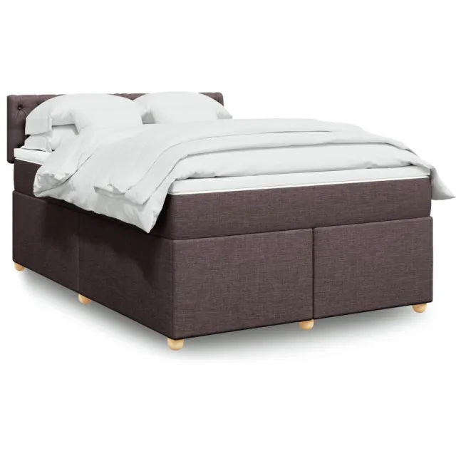vidaXL Boxspring met matras stof donkerbruin 140x190 cm bruin