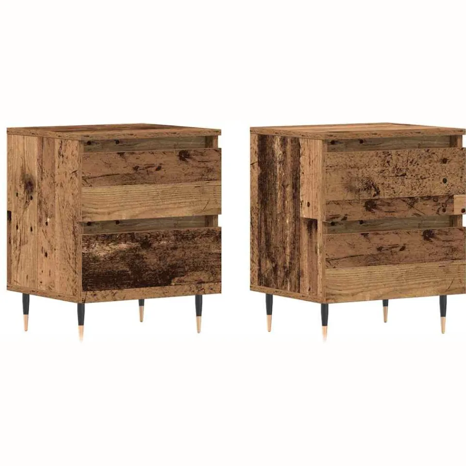 vidaXL Nachtkastje 2 st Oudhout 40 x 35 x 50 cm Bewerkt hout bruin, foto 3