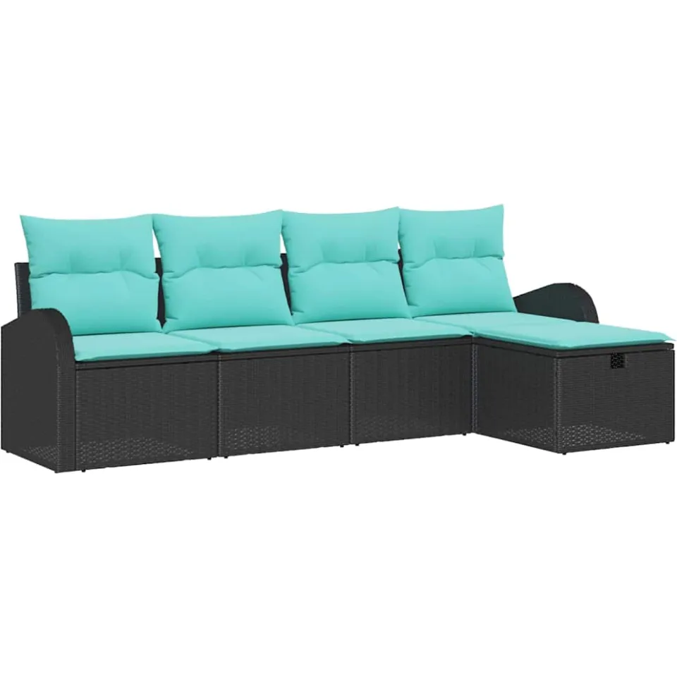 vidaXL Tuin Sofa Set 5 st Zwart poly rattan