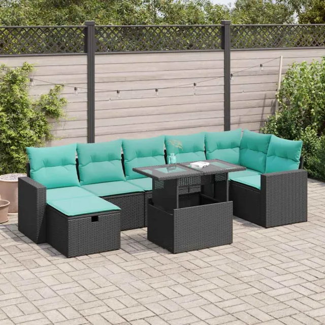 vidaXL 8-delige Loungeset met kussens poly rattan acacia grijs, foto 2