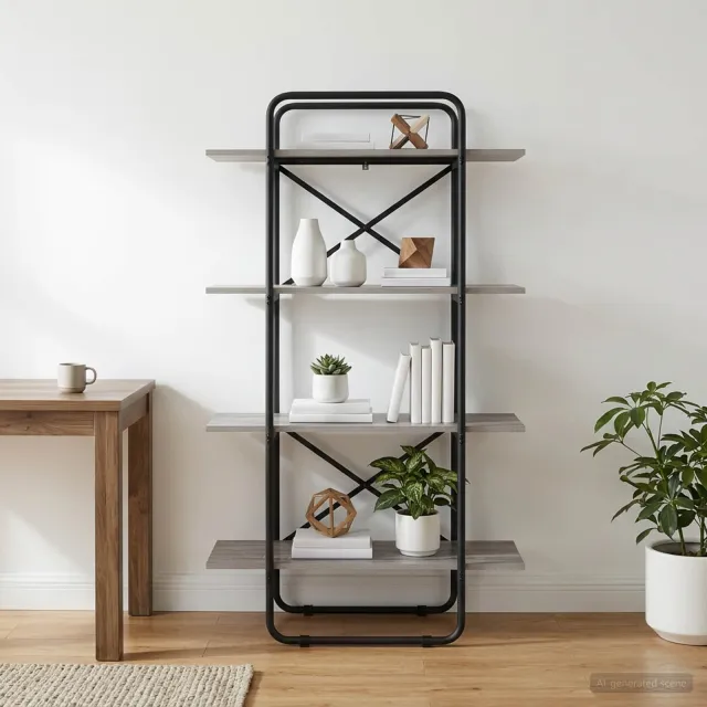vidaXL Boekenrek 4-laags 80 x 35 x 140 cm PB Grijs Sonoma