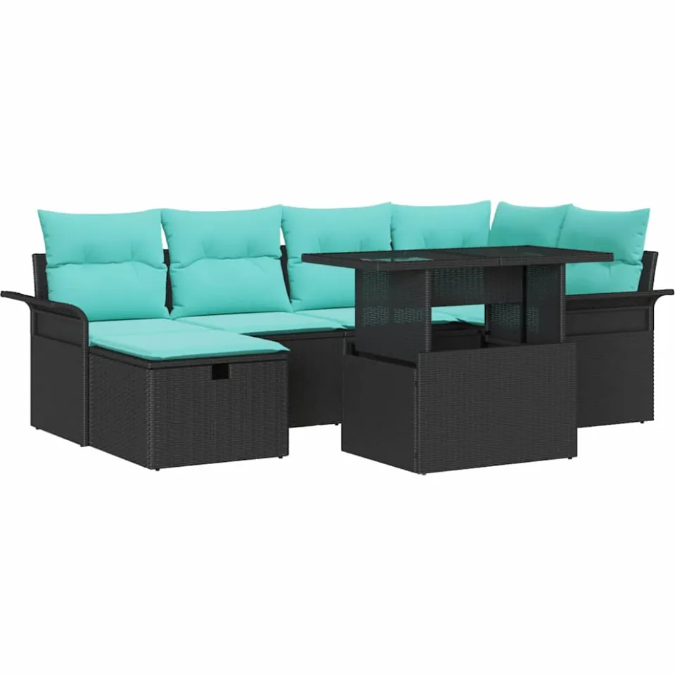 vidaXL Tuin Sofa Set 7 st Zwart poly rattan