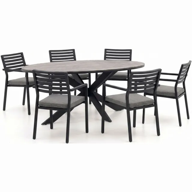 Bellagio tuinmeubelen Bellagio Rumo/Fidenza ovaal 220cm dining tuinset 7-delig stapelbaar
