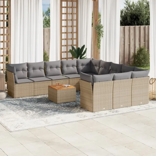 vidaXL Patio Sofa Set 11-zits Mix Beige en Lichtgrijs, foto 2