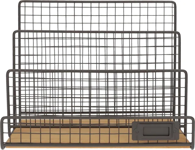 QUVIO Tijdschriftenhouder staand - Tijdschriftenrek - Lectuurbak - Documentenhouder - Tijdschriftenrekken metaal - Tijdschriftenrekken 10 cm en hoger - Tijdschriftenrekken 20 tot 30 cm breed - Voor binnen - Metaal en hout Zwart