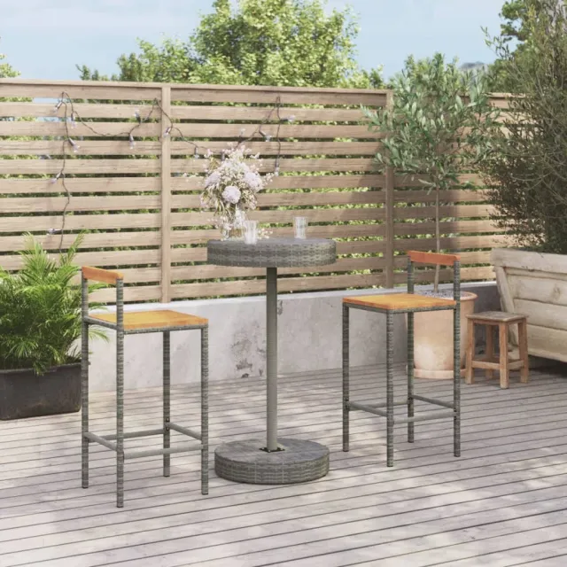 vidaXL 3-delige Tuinbarset poly rattan en massief acaciahout grijs, foto 2