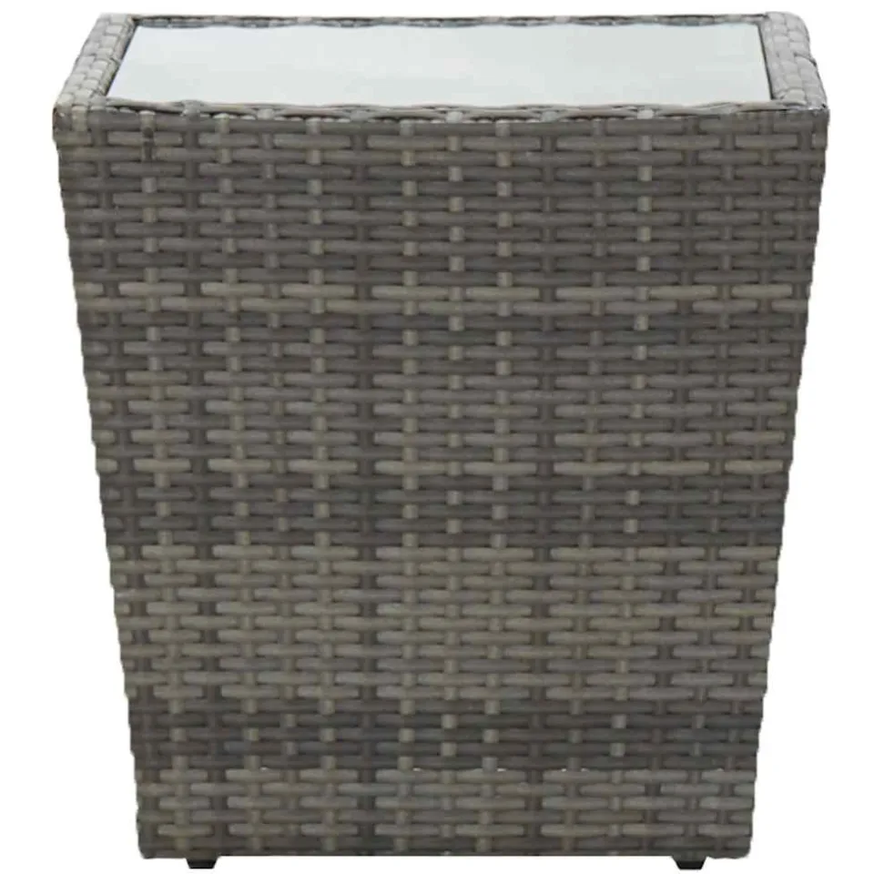 vidaXL Theetafel 41,5x41,5x43 cm poly rattan en gehard glas grijs, foto 2