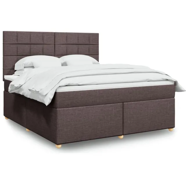 vidaXL Boxspring met matras stof donkerbruin 180x200 cm bruin