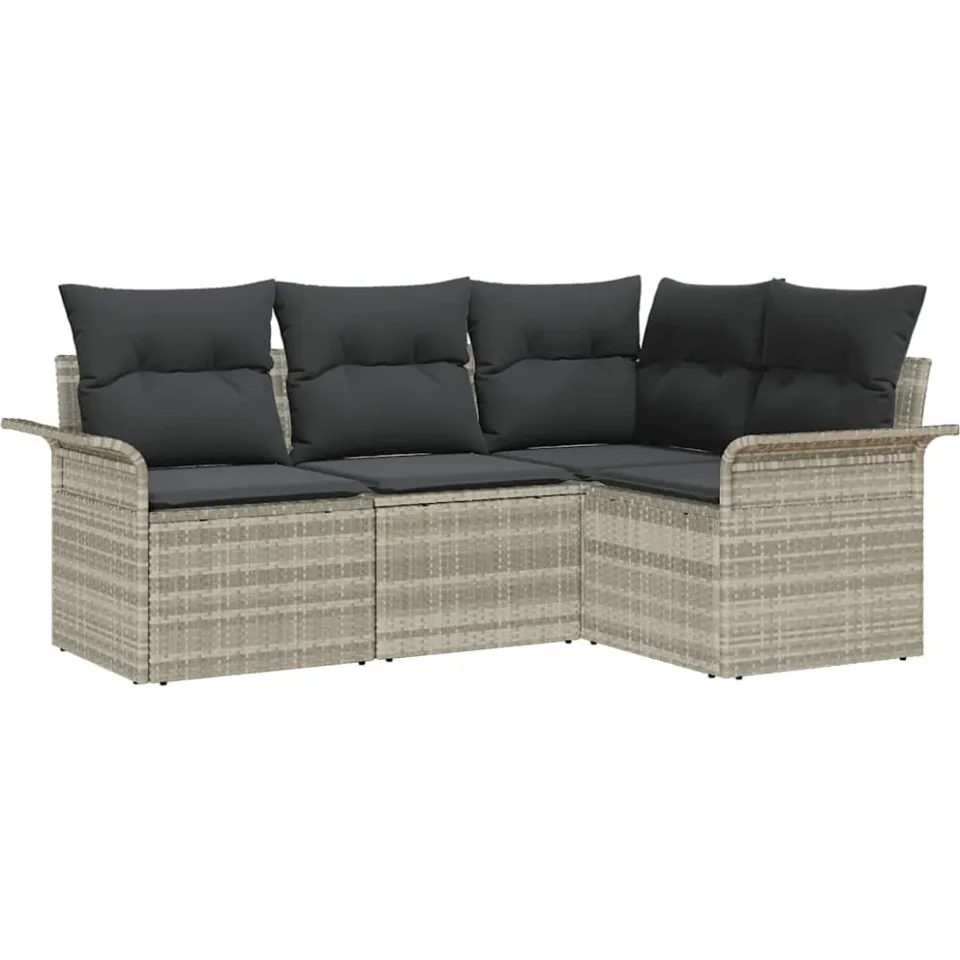 vidaXL Tuin Sofa Set 4 st Lichtgrijs poly rattan