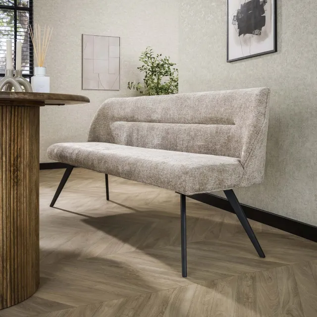 Dimehouse Eetkamerbank Chia Chenille Stof Rich Zand 188 cm - Chenille - Modern