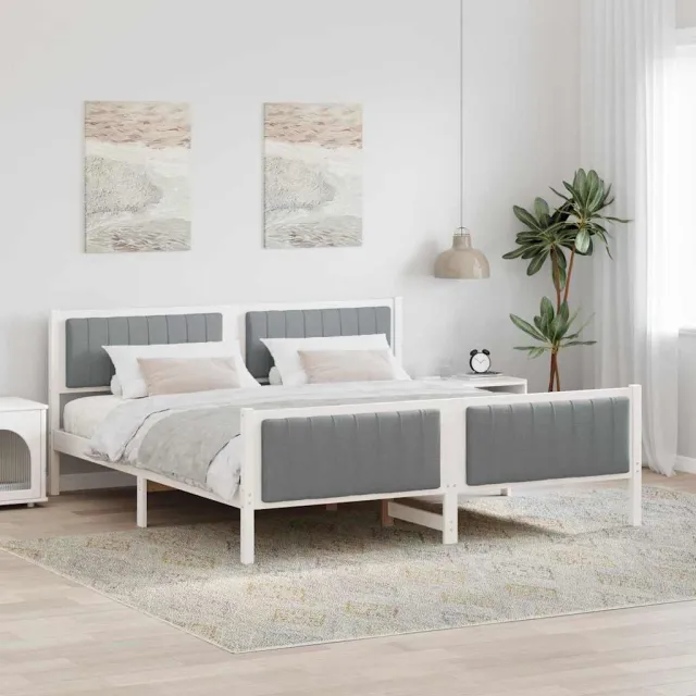 vidaXL Bedframe Wit en lichtgrijs 180 x 200 cm Massief grenenhout