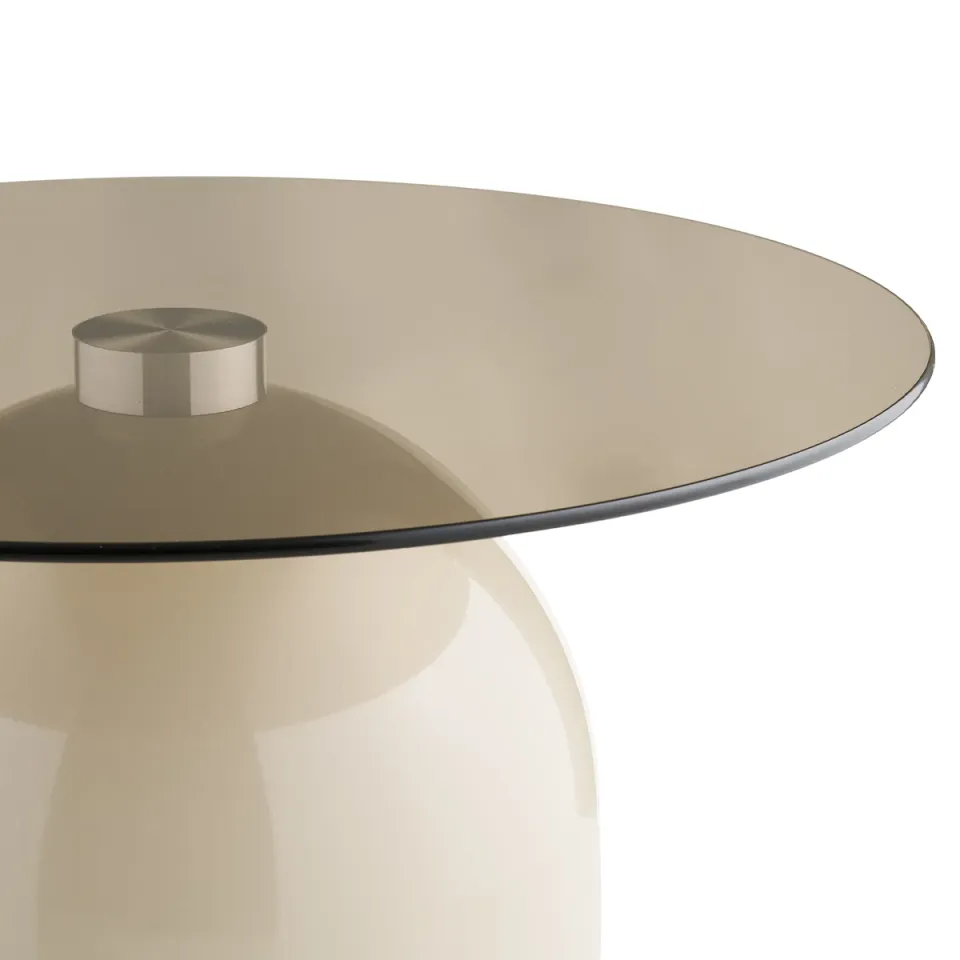 Artichok Raiza metalen salontafel beige met glazen blad - Ø70, foto 4