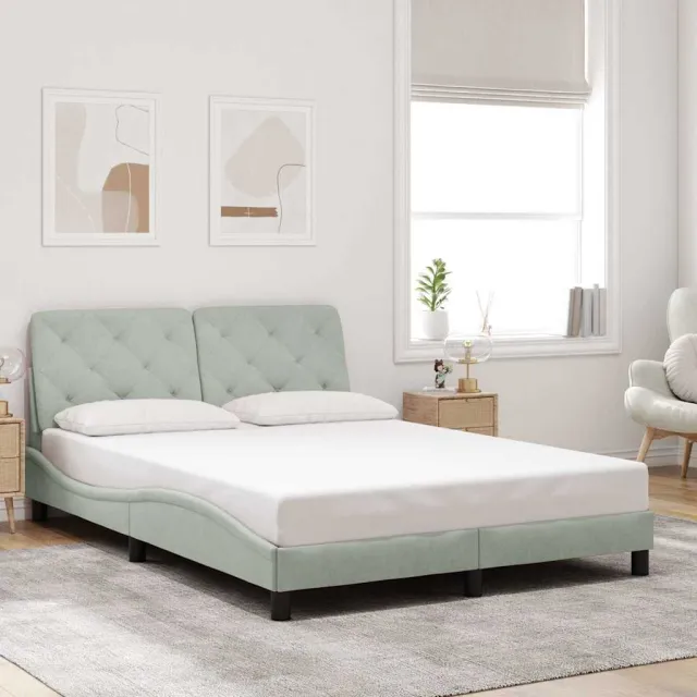 vidaXL Bedframe zonder matras 140x190 cm fluweel lichtgrijs grijs