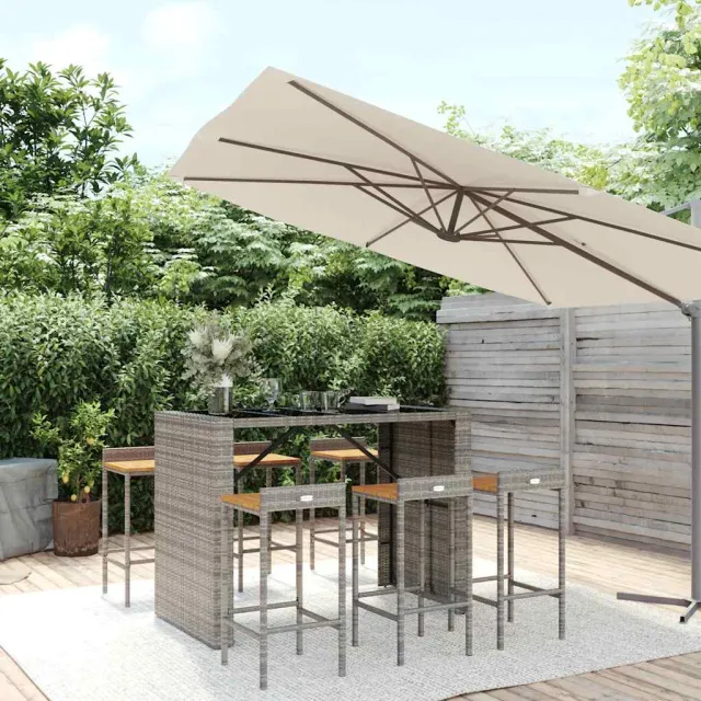 vidaXL 7-delige Tuinbarset poly rattan en massief acaciahout grijs, foto 2