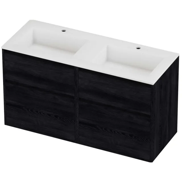 Proline Aristo Badmeubelset Polystone Elegant 4 Laden 120x46x67 cm Mat White Black Oak Eiken