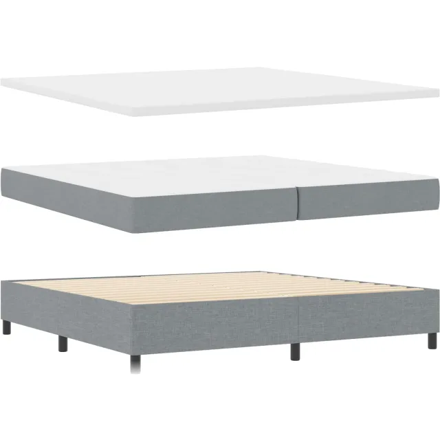 vidaXL Boxspring bed met hoofdeinde Lichtgrijs 200 x 200 cm Stof