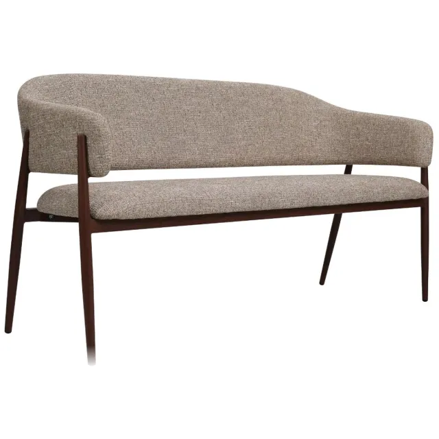 DÉJA Living Eetkamerbank Dénia - Taupe/Walnoot - 180x60x82 cm - Mid Century