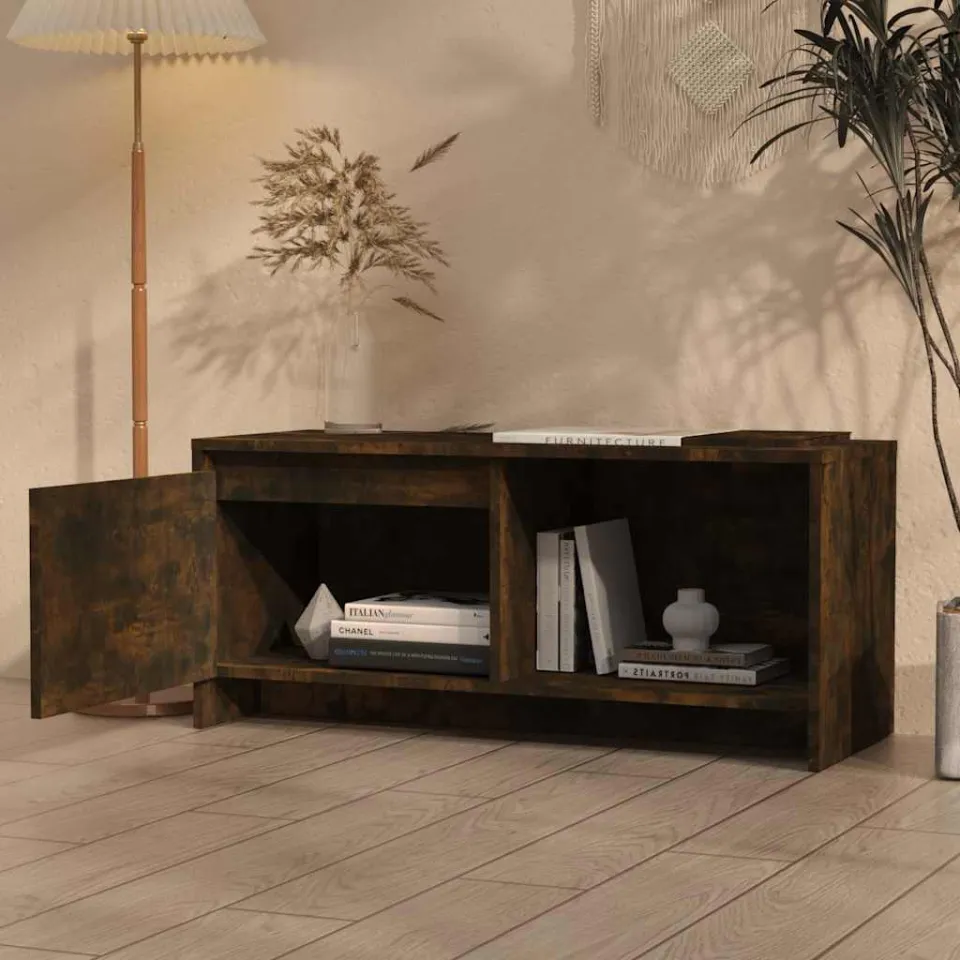 vidaXL Tv-meubel 90x35x40 cm bewerkt hout gerookt eikenkleurig, foto 3