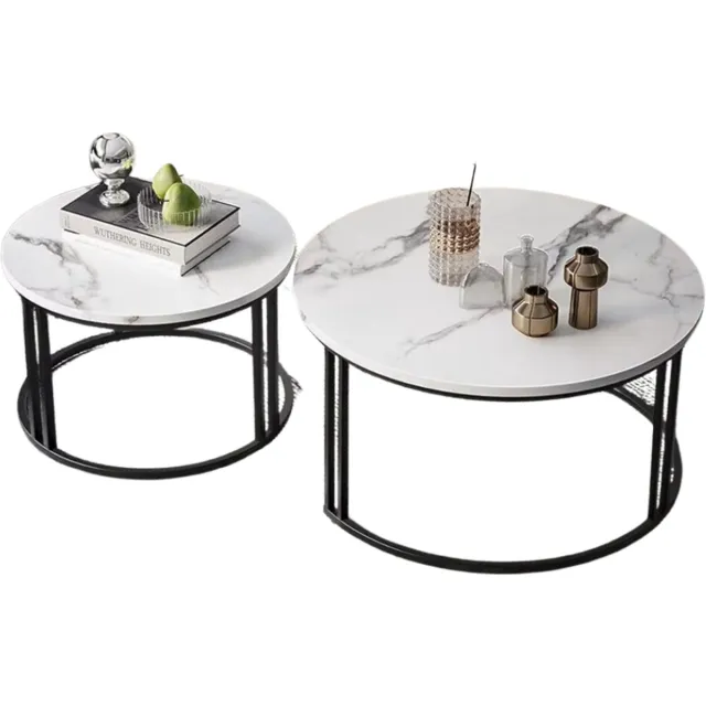 Bolt Edge Salontafel Derloni - Glossy white - 2-Delig - Vierkant - Woonkamer - Bijzettafels Wit