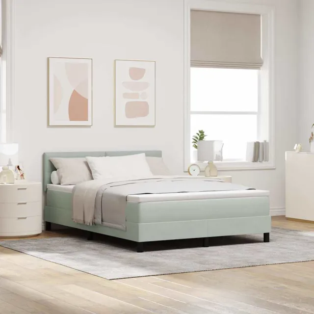 vidaXL LED Box Spring Bed Lichtgrijs 140 x 190 cm Fluweel