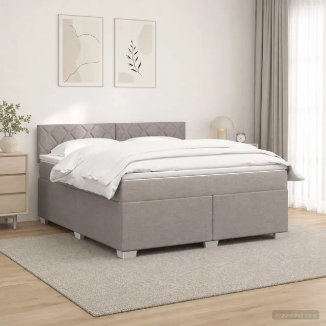 vidaXL Boxspringbed met matras met hoofdeinde Taupe 140 x 200 cm Stof