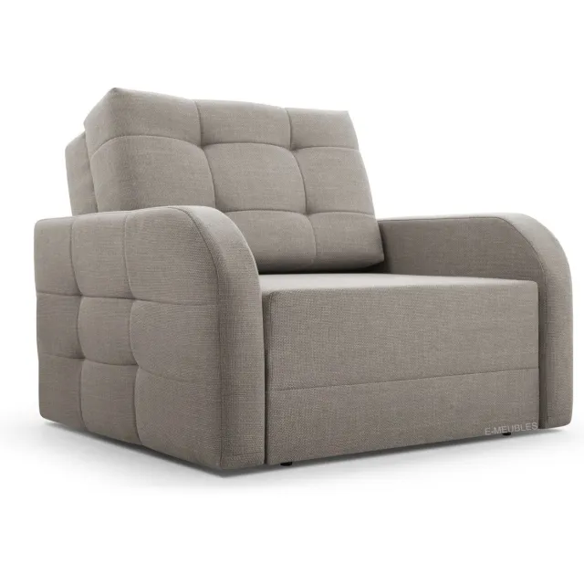 InspireME Fauteuil Met slaapfunctie Slaapbank Ban Porto 80 Fauteuil Slaapbank - Armstoel - Kinderbed - Compact en Comfortabel 101 cm - 1 zits - Cappuccino (BRAGI 34)