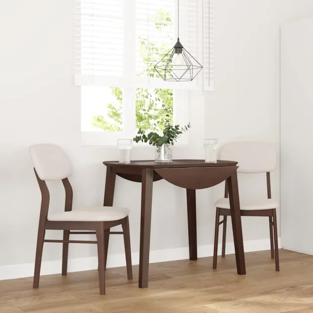 vidaXL Eetkamerstoelen met kussens 2 st massief hout rubber bruin