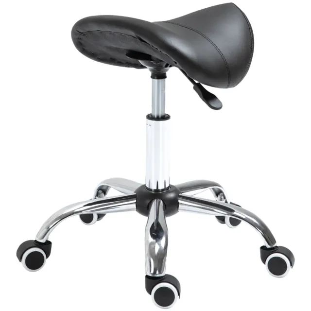 OKWISH Bureaustoelen Vergaderstoelen - Verstelbare Bureaustoel Sattelhocker - Voor Thuiswerk, Kantoor, Lange Uren - 52x53x49 cm - Ledervezelstof - Zwart