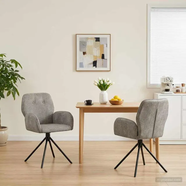 vidaXL Draai Eetstoelen 2 st Nep Suede Leer Lichtgrijs 54 x 55 x 86 cm, foto 2