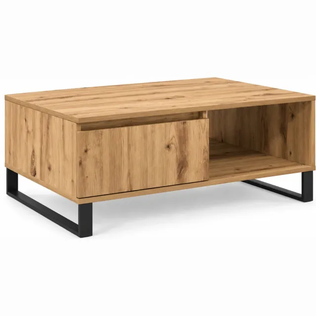 Luxevo Salontafel 90 x 60 x 35 cm – Eikenlook – Metalen Poten Hout