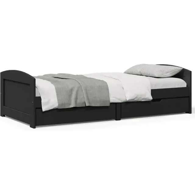 vidaXL Slaapbank met 2 lades zonder matras IRUN 90x200 cm zwart