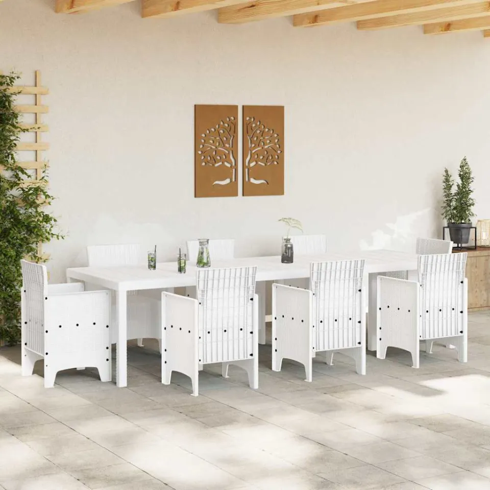 vidaXL Tuinstafel Wit 300 x 100 x 73 cm poly rattan, foto 2