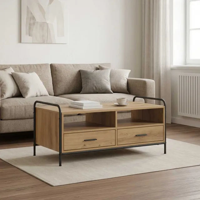 vidaXL Salontafel Artisanaal eiken 99,5 x 49 x 46 cm Bewerkt hout Bruin