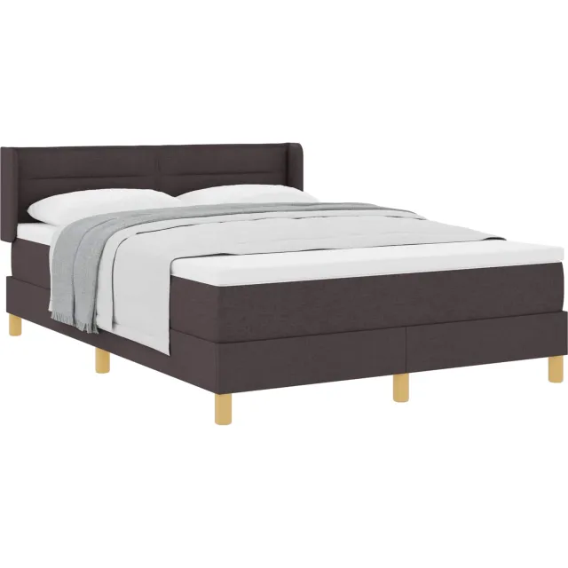 vidaXL Boxspringbed met matras Donkerbruin 200 x 140 cm Stof