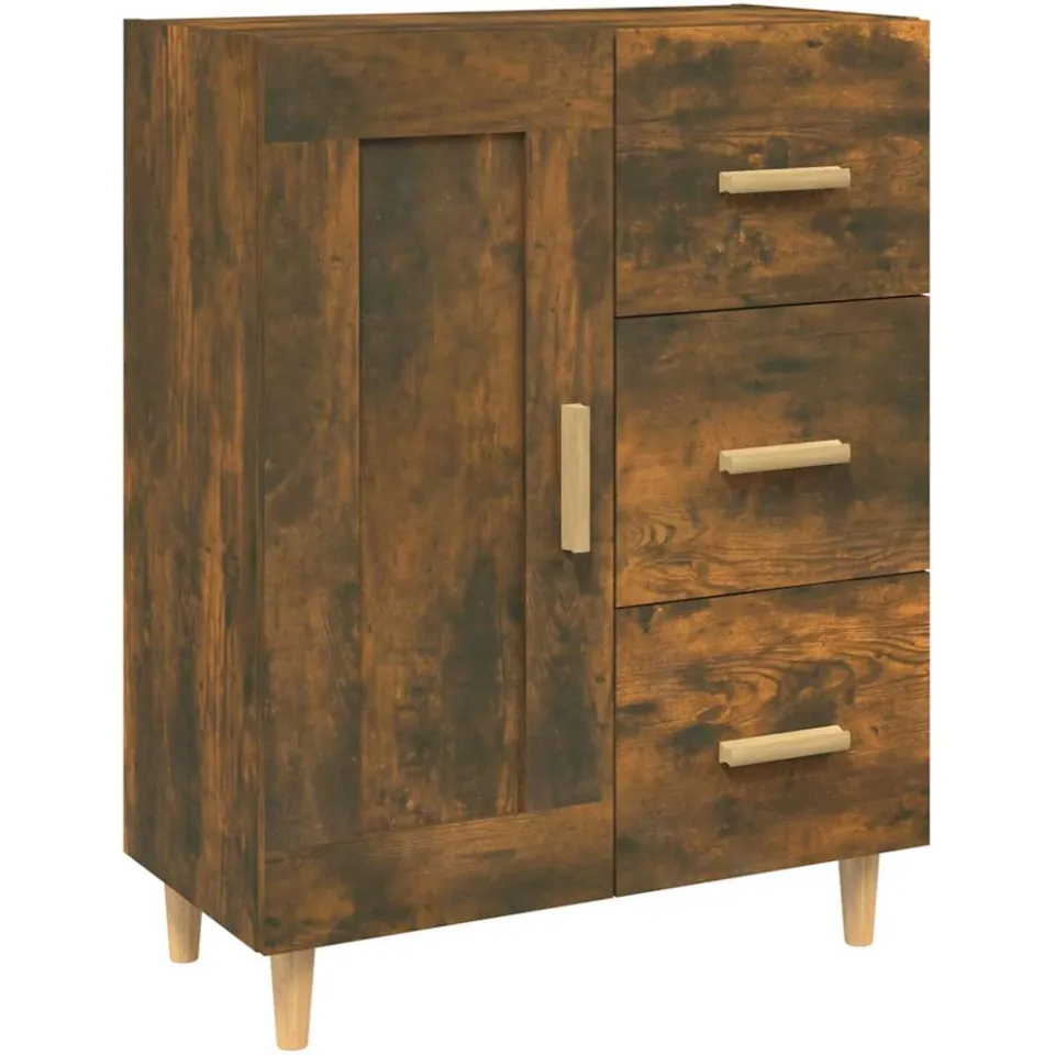 vidaXL Dressoir 69,5x34x90 cm bewerkt hout gerookt eikenkleurig