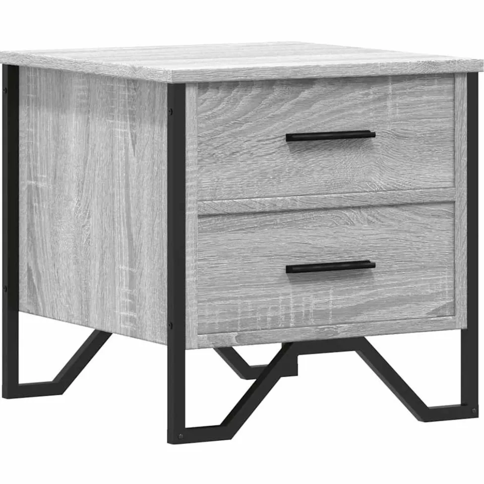vidaXL Nachtkastje 40x41x40 cm bewerkt hout grijs sonoma eikenkleurig