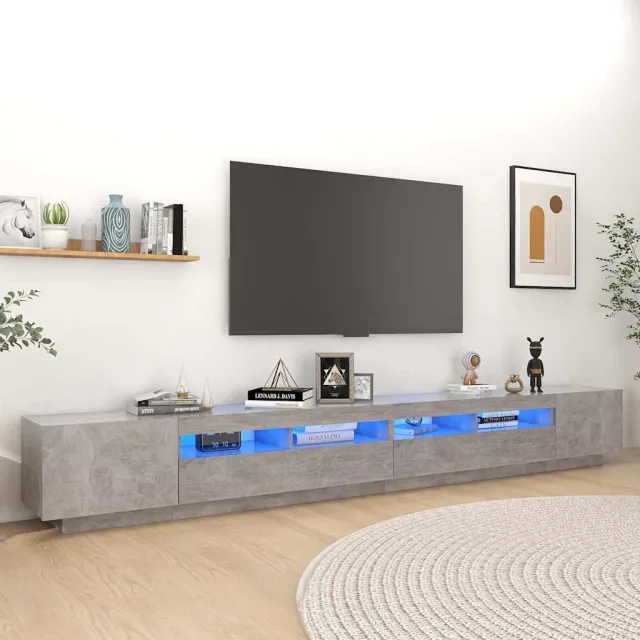 vidaXL Tv-meubel met LED-verlichting 300x35x40 cm betongrijs grijs, foto 2