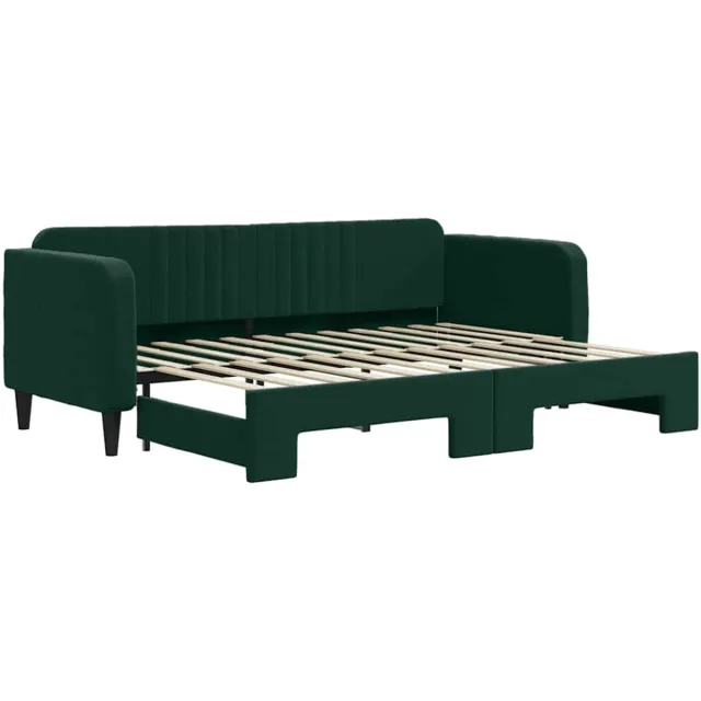 vidaXL Slaapbank - met - onderschuifbed - 80x200 - cm - fluweel - donkergroen