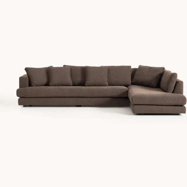 Westwing Collection XL bouclé hoekbank Tribeca bruin
