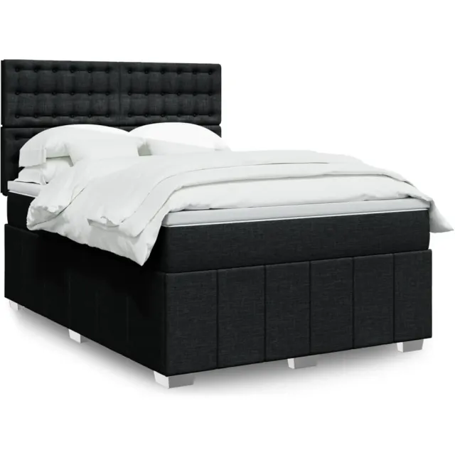 vidaXL Boxspring met matras stof zwart 140x200 cm