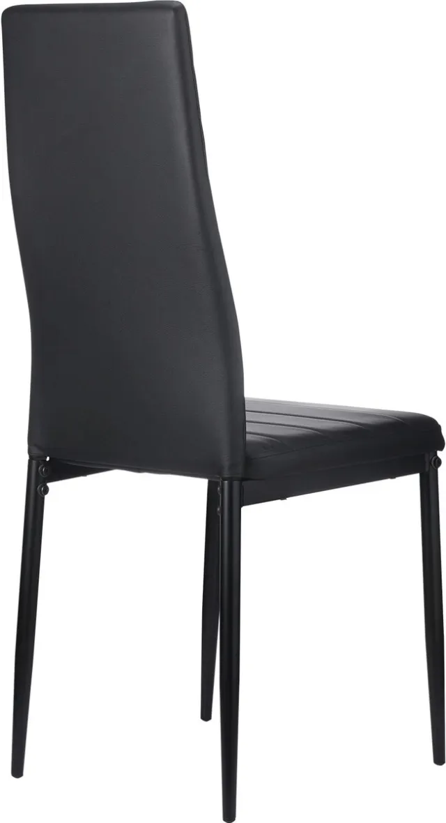 Vevor Moderne eetkamerstoel (6 stuks) Elegante gestoffeerde leren stoel (draagvermogen 136 kg) voor eettafels, ruimtebesparende keukentafelstoel met dikke kussens en metalen poten, witte cafetariastoel Zwart