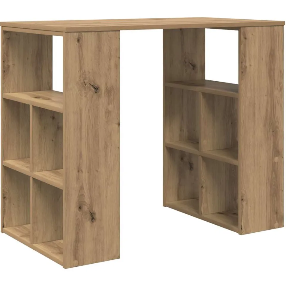 vidaXL Bureau Artisan Eiken 90 x 50 x 75 cm Bewerkt hout Bruin