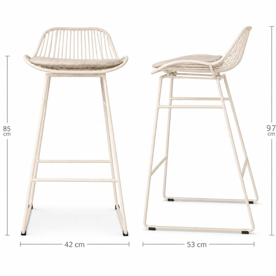 Nolon Pleun barkruk grijsbeige - met zitkussen - 65 cm, foto 4