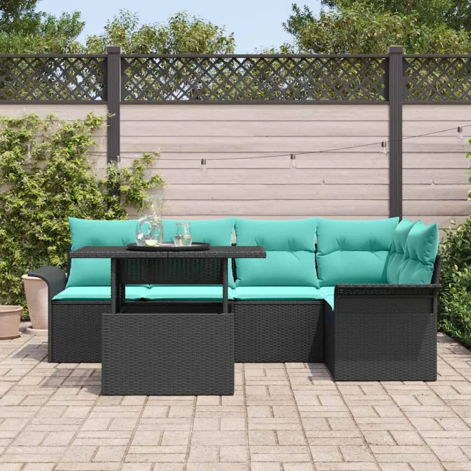 vidaXL Tuin Sofa Set 6 st Zwart [Synthetisch]: Poly Rattan, foto 3