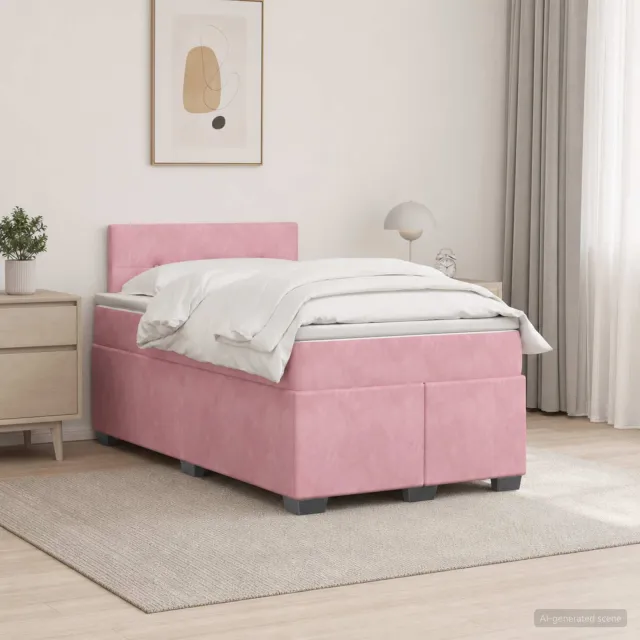 vidaXL Boxspring Bed met Matras en LED Roze 120 x 200 cm fluweel