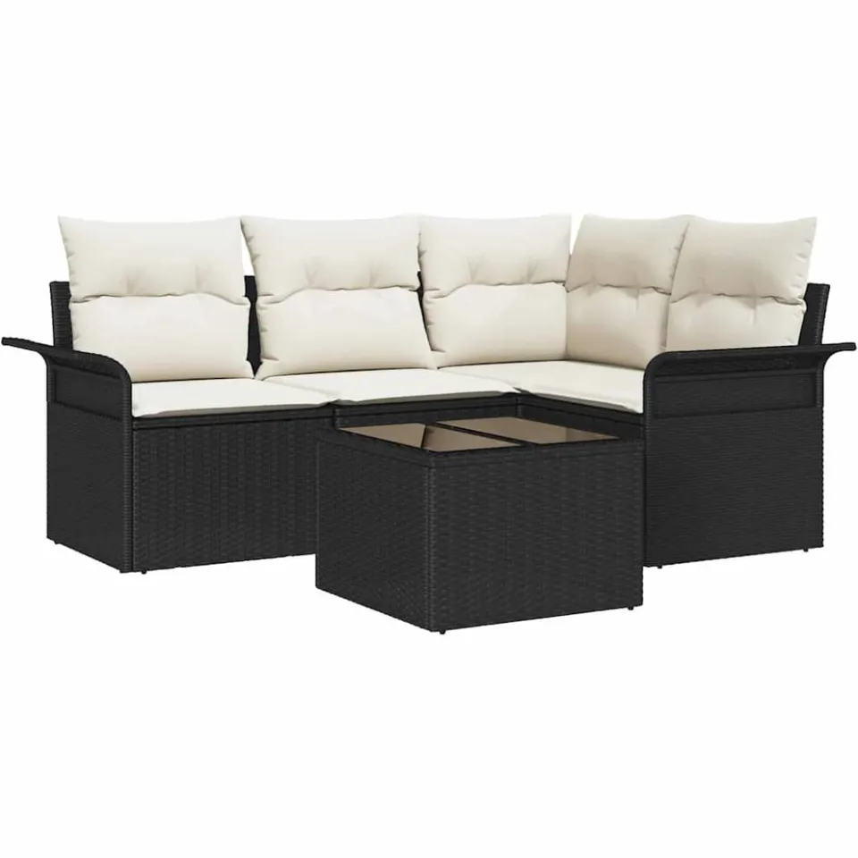 vidaXL Tuin Sofa Set 5 st Zwart poly rattan