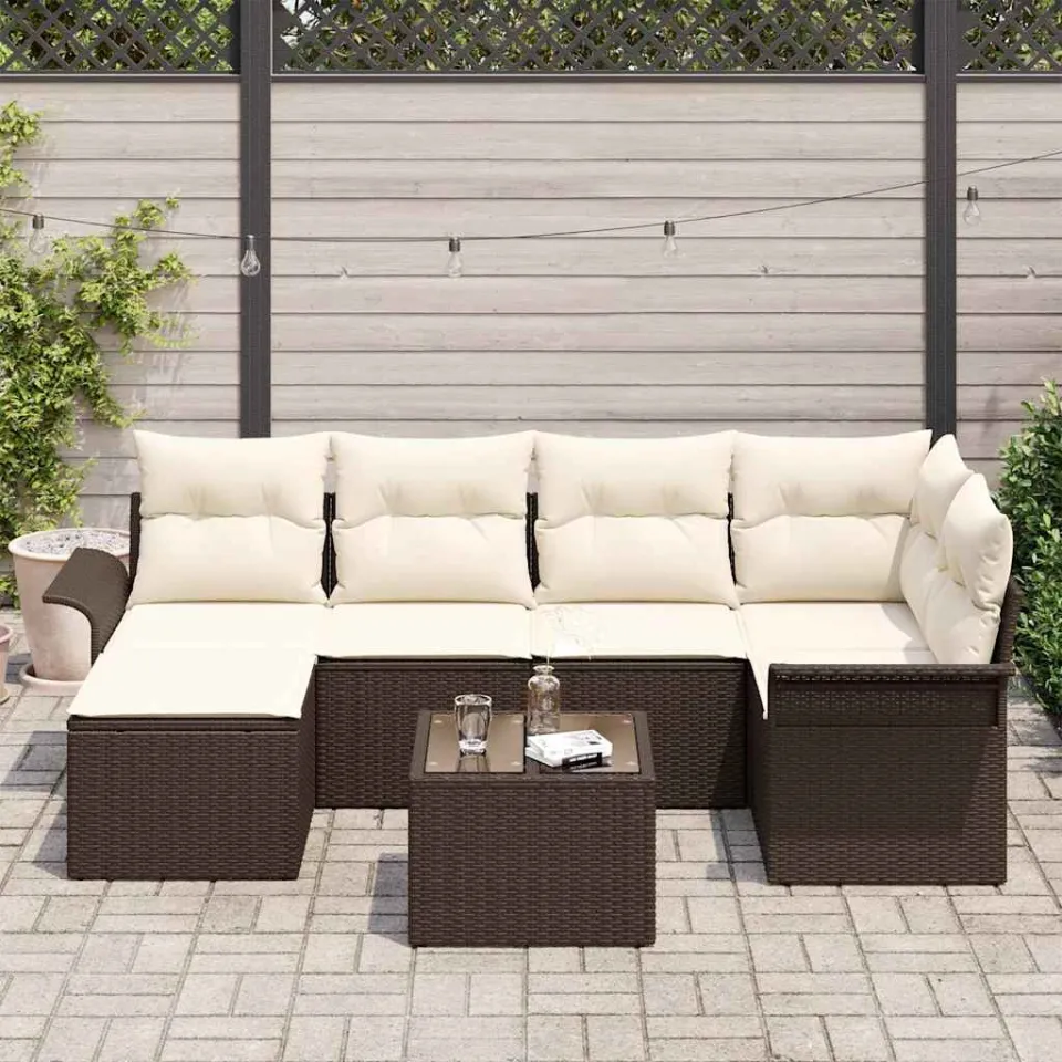 vidaXL Tuin Sofa Set 7 st Bruin poly rattan, foto 3