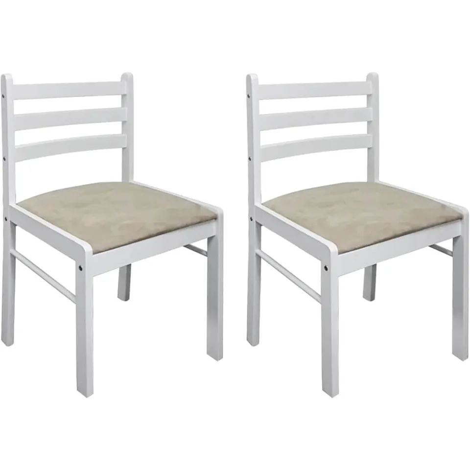 vidaXL Eetkamerstoelen 2 st massief rubberwood en fluweel wit, foto 3