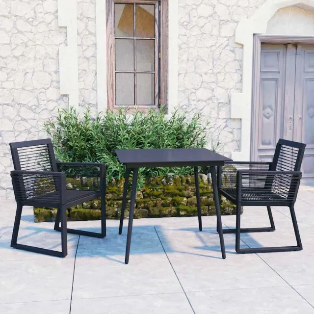 vidaXL 3-delige Tuinset PVC-rattan zwart, foto 2