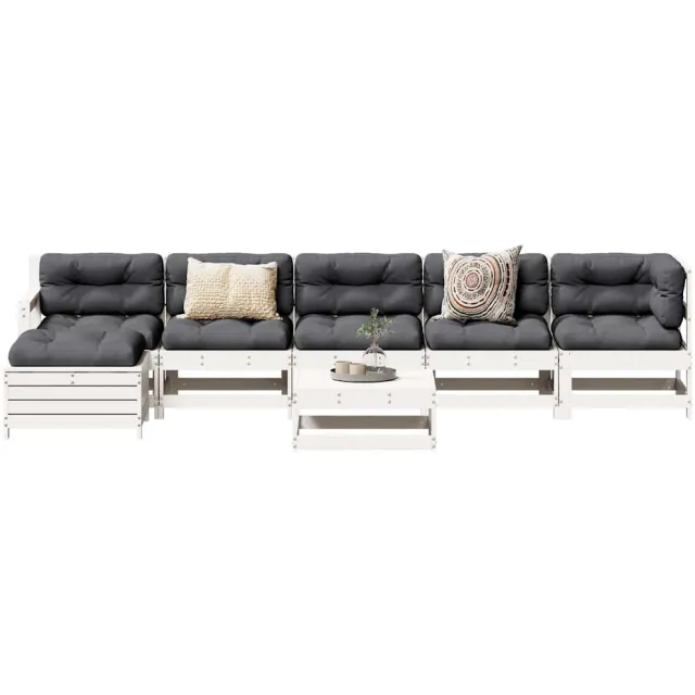 vidaXL 7-delige Loungeset massief grenenhout wit